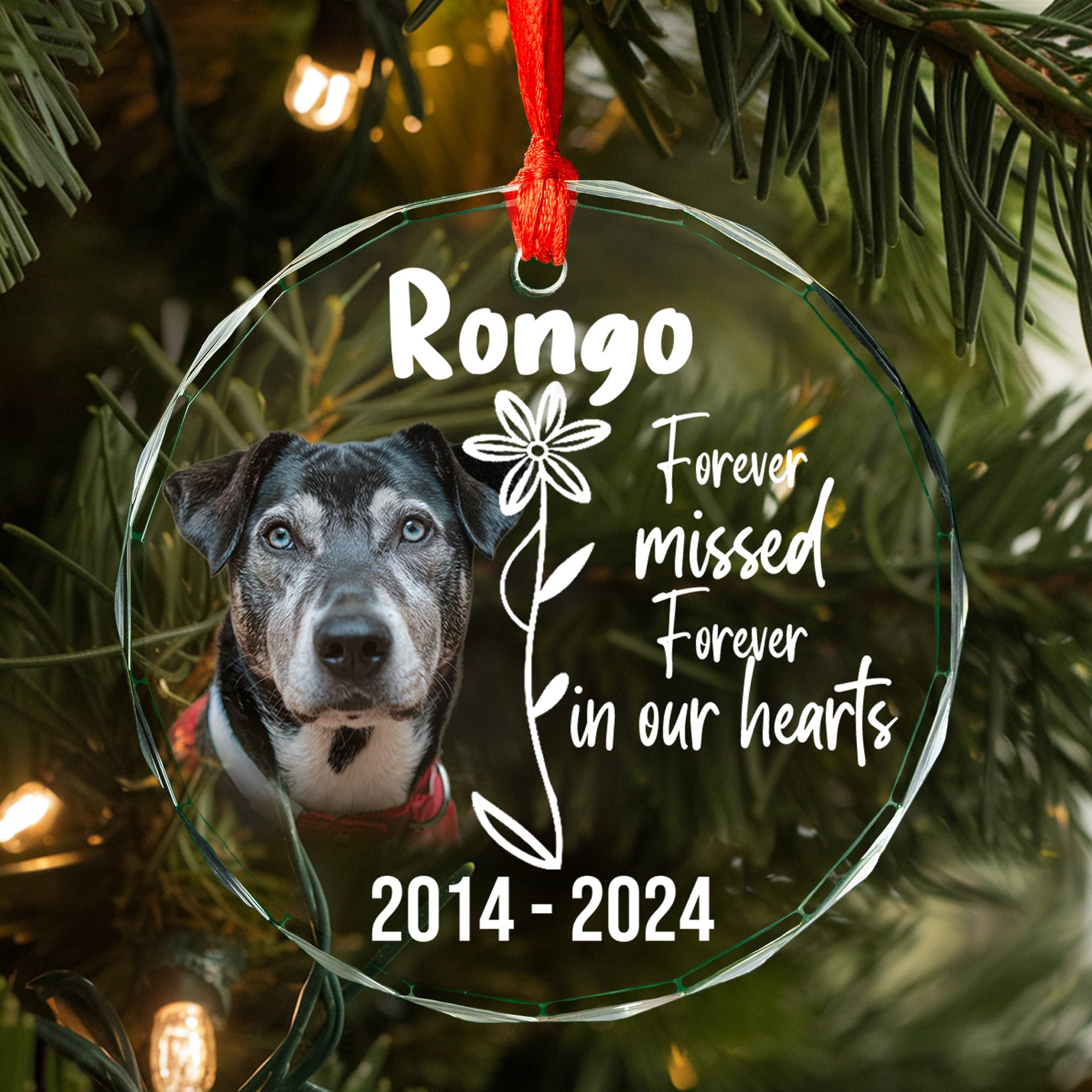 Custom One Pet Memorial Glass Ornament