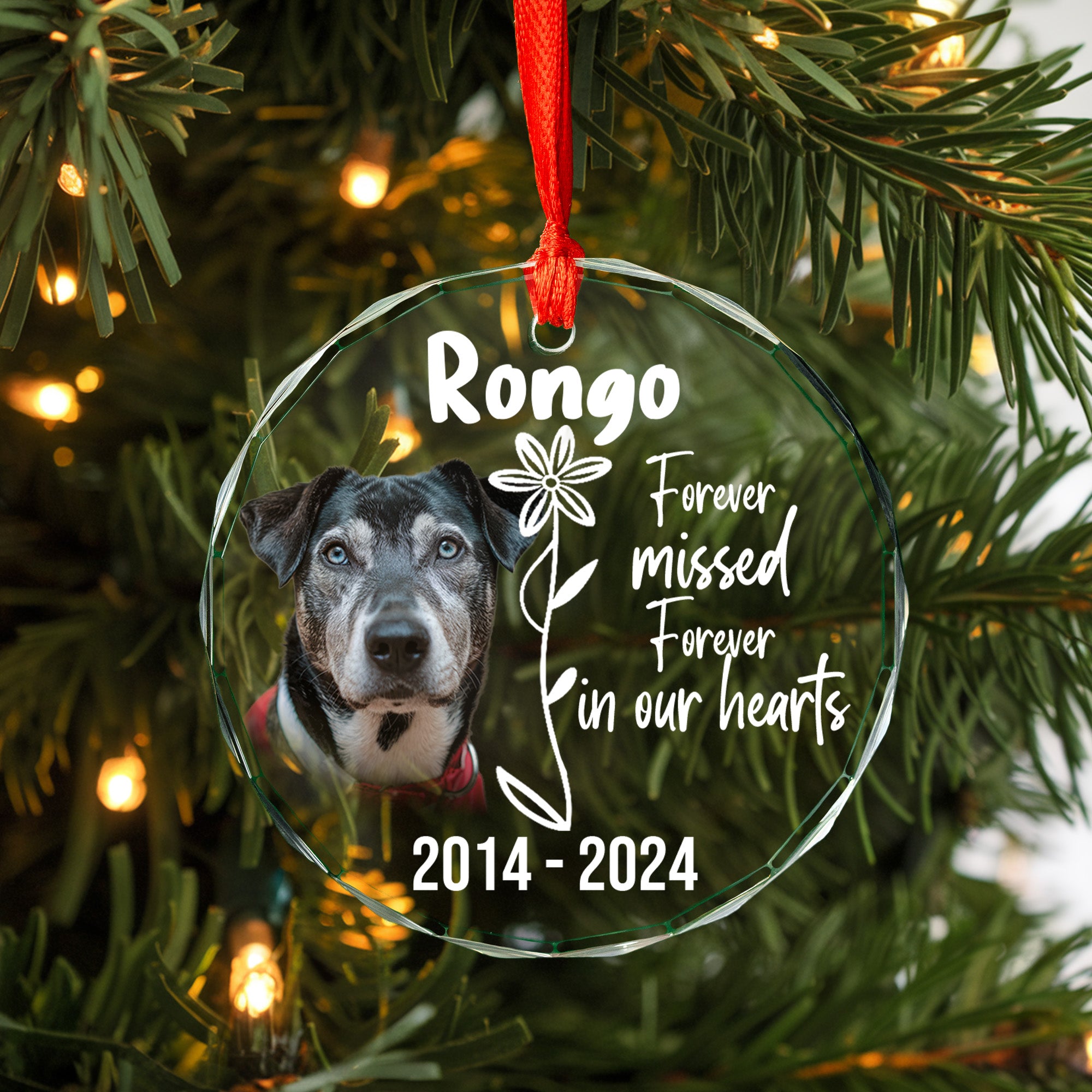 Custom One Pet Memorial Glass Ornament