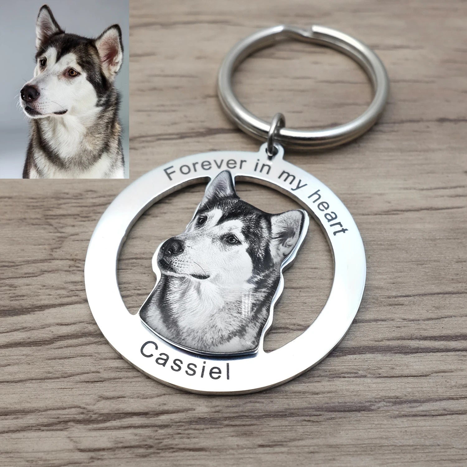 Personalized Engraved Keychain With Photo Name And Message